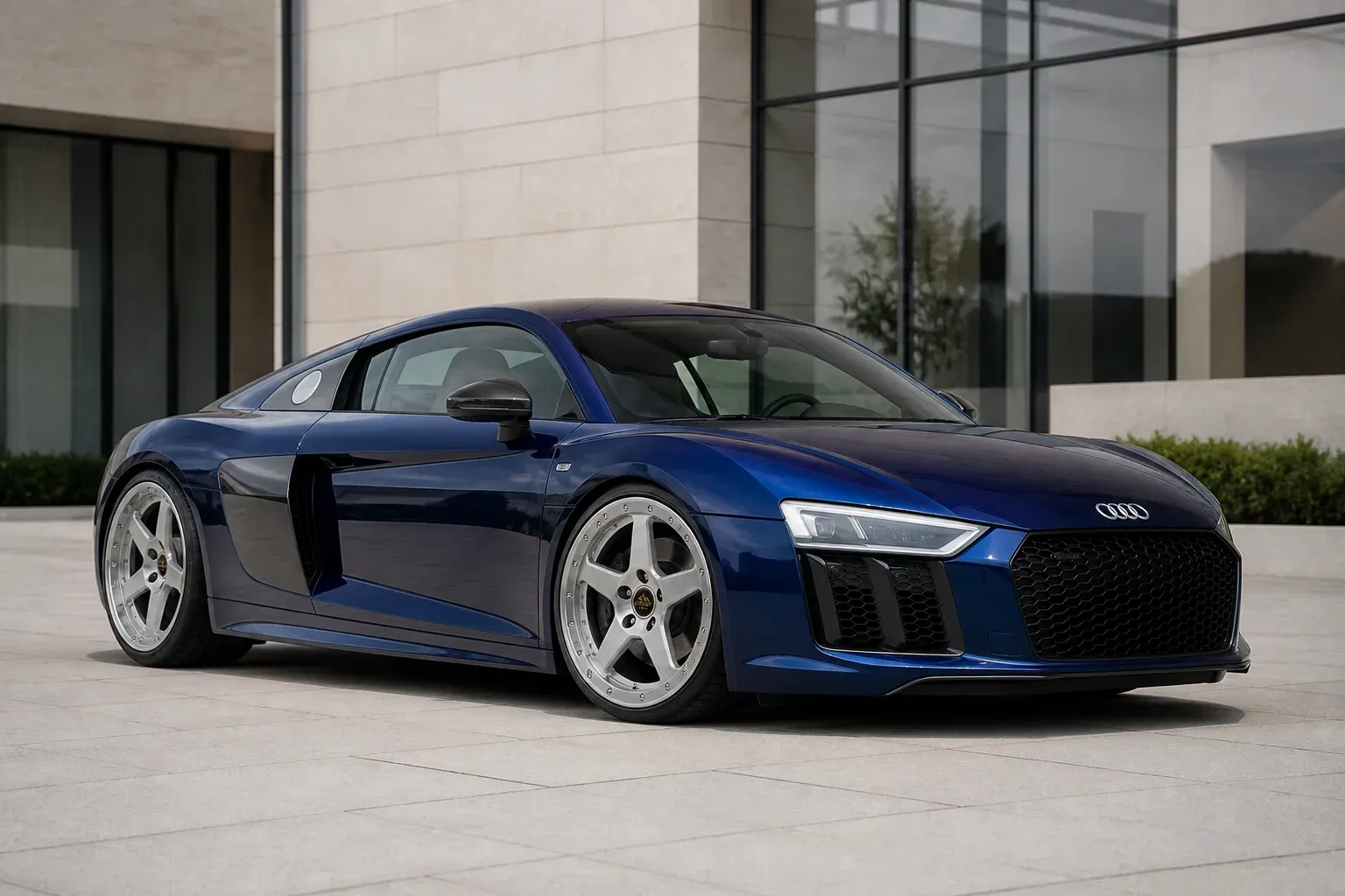 2024 Audi R8 with EW-O-BL-001 wheel, front right 45 view