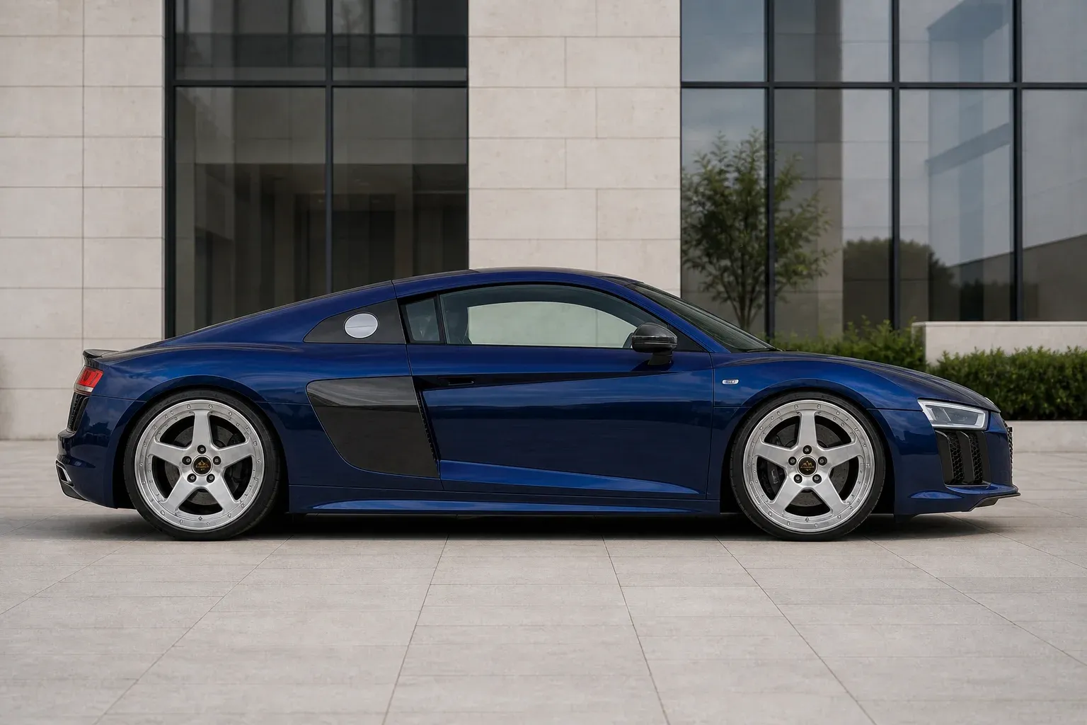 2024 Audi R8 with EW-O-BL-001 wheel, side profile view