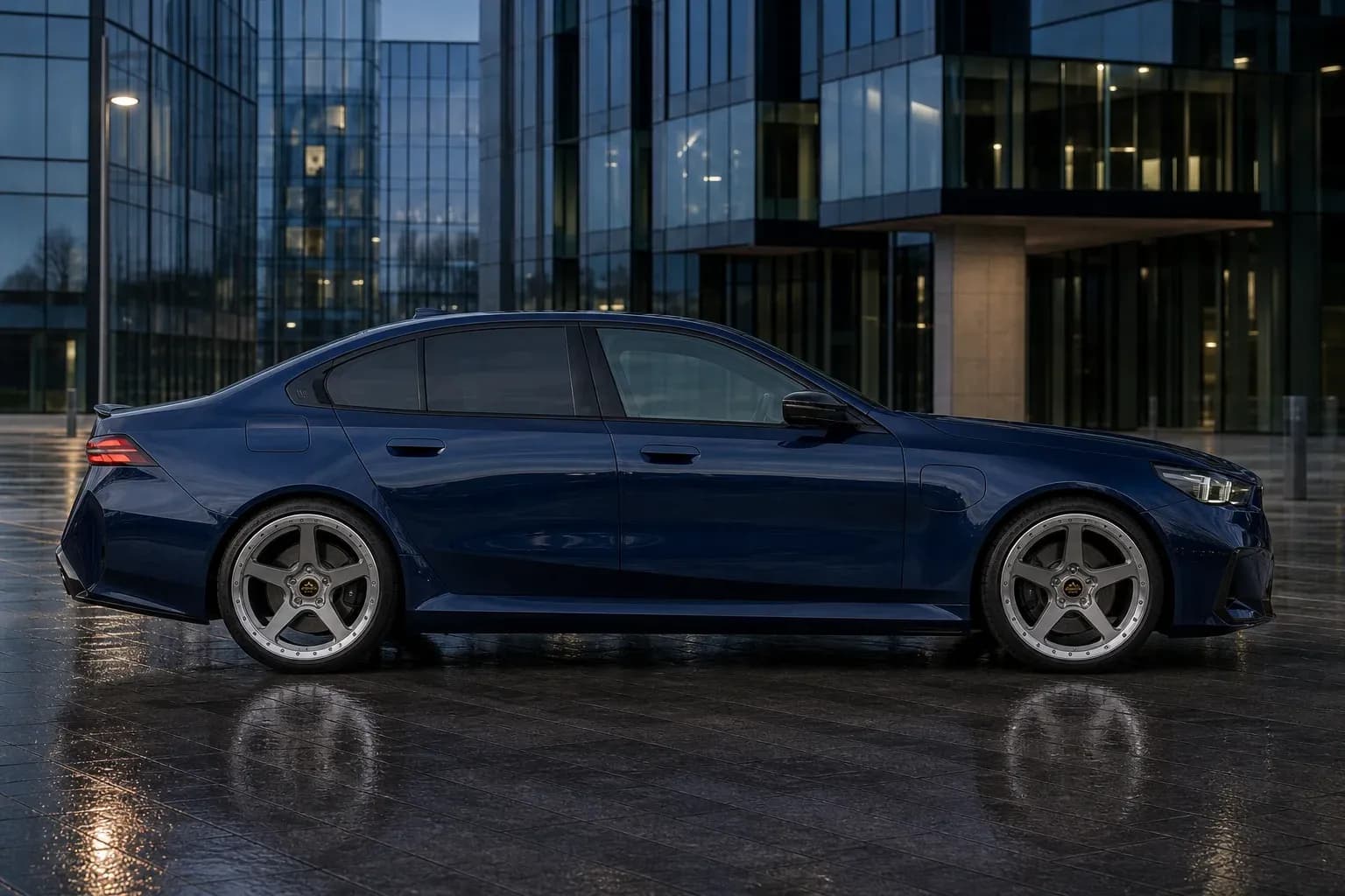 2025 BMW M5 with EW-O-BL-002 wheel, side profile view