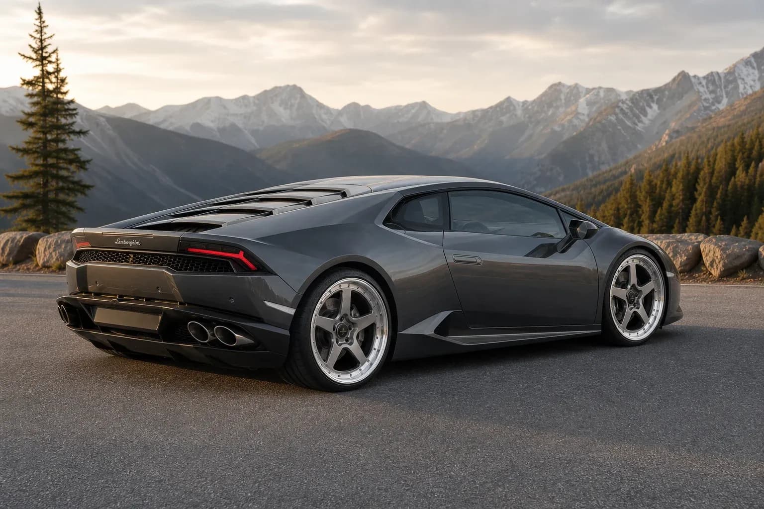 2024 Lamborghini Huracan with EW-O-BL-002 wheel, rear right 45 view
