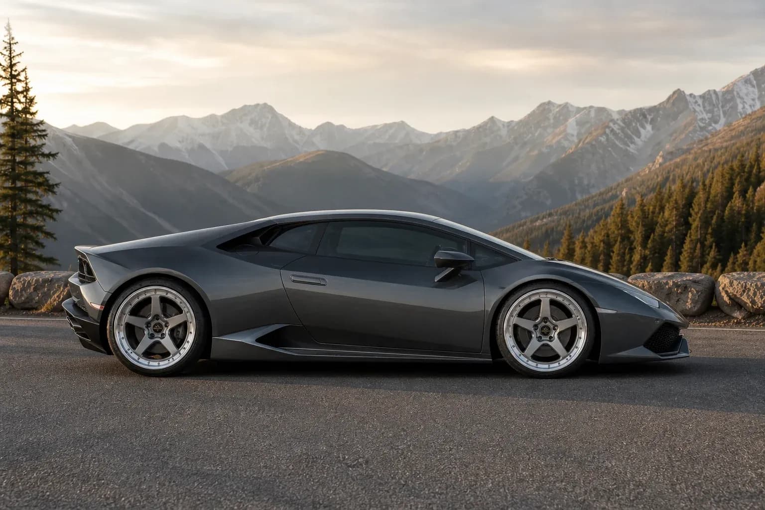 2024 Lamborghini Huracan with EW-O-BL-002 wheel, side profile view