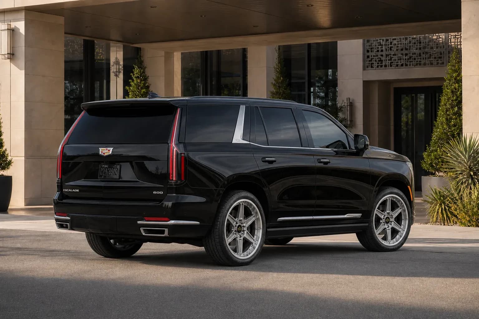 2026 Cadillac Escalade with EW-O-BL-003 wheel, rear right 45 view