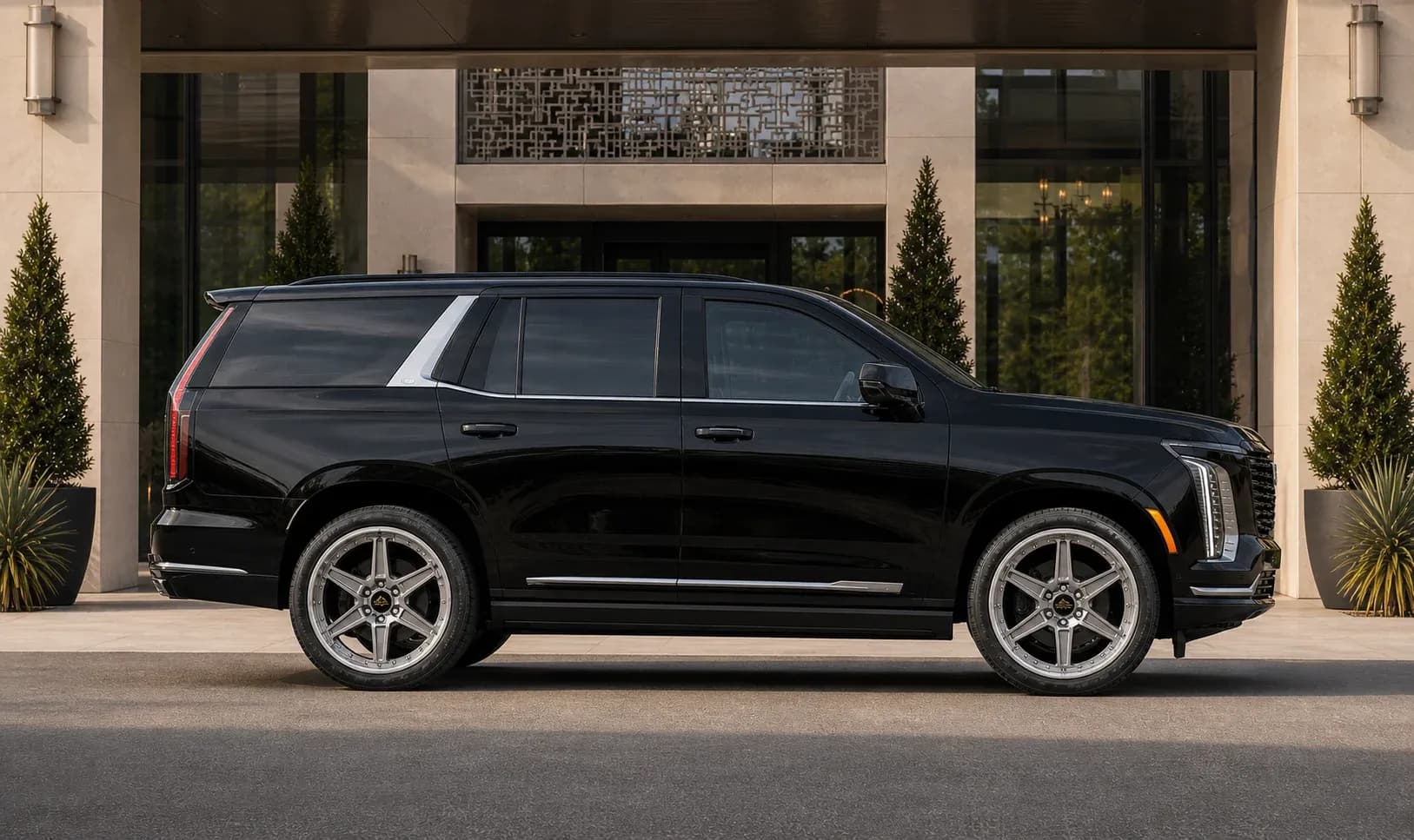 2026 Cadillac Escalade with EW-O-BL-003 wheel, side profile view