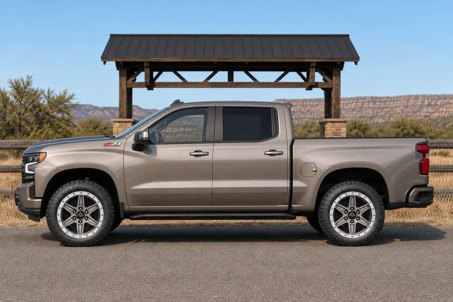 2021 Chevrolet Cheyenne with EW-O-BL-003 wheel, side profile view