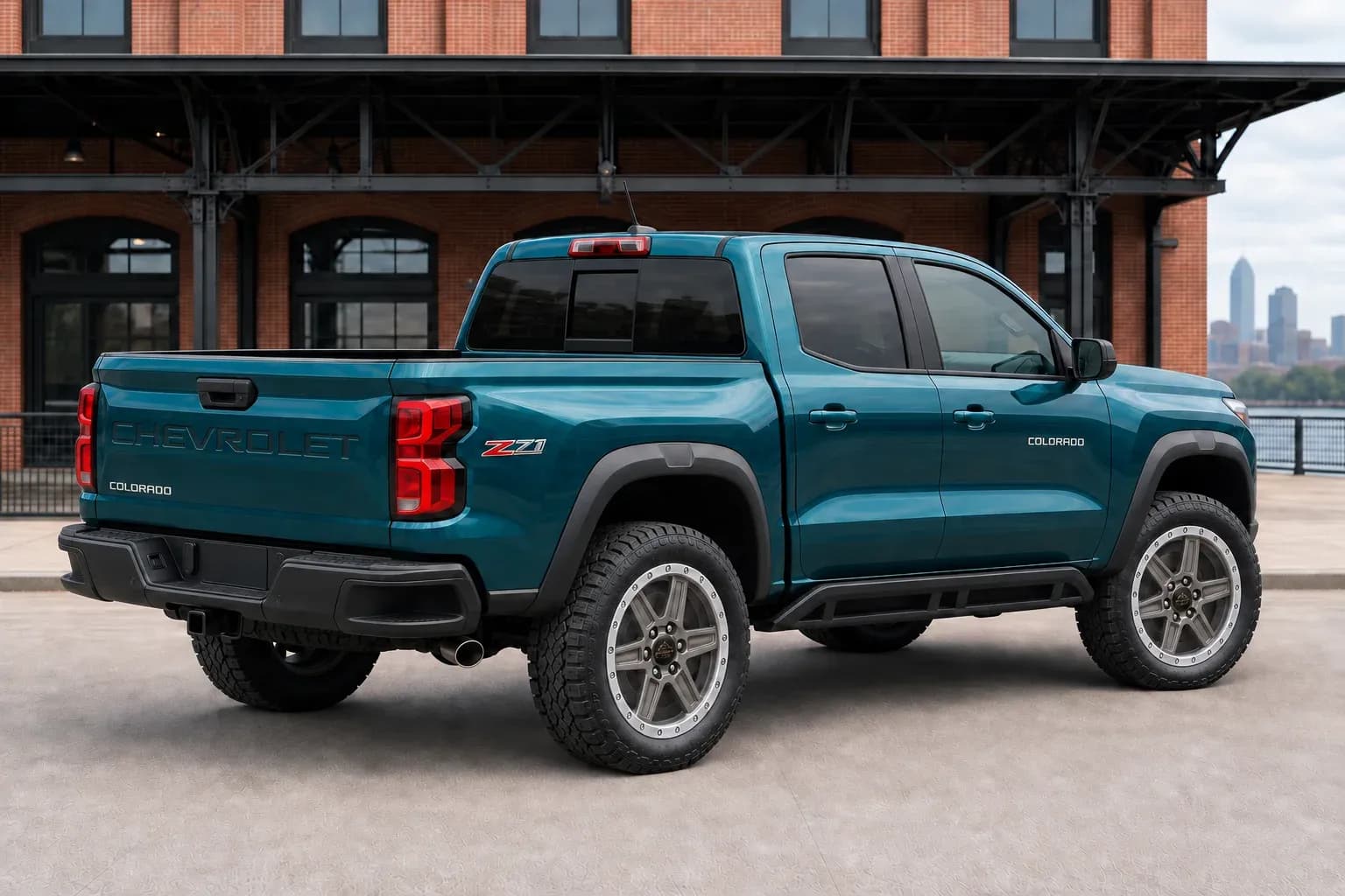 2023 Chevrolet Colorado with EW-O-BL-003 wheel, rear right 45 view