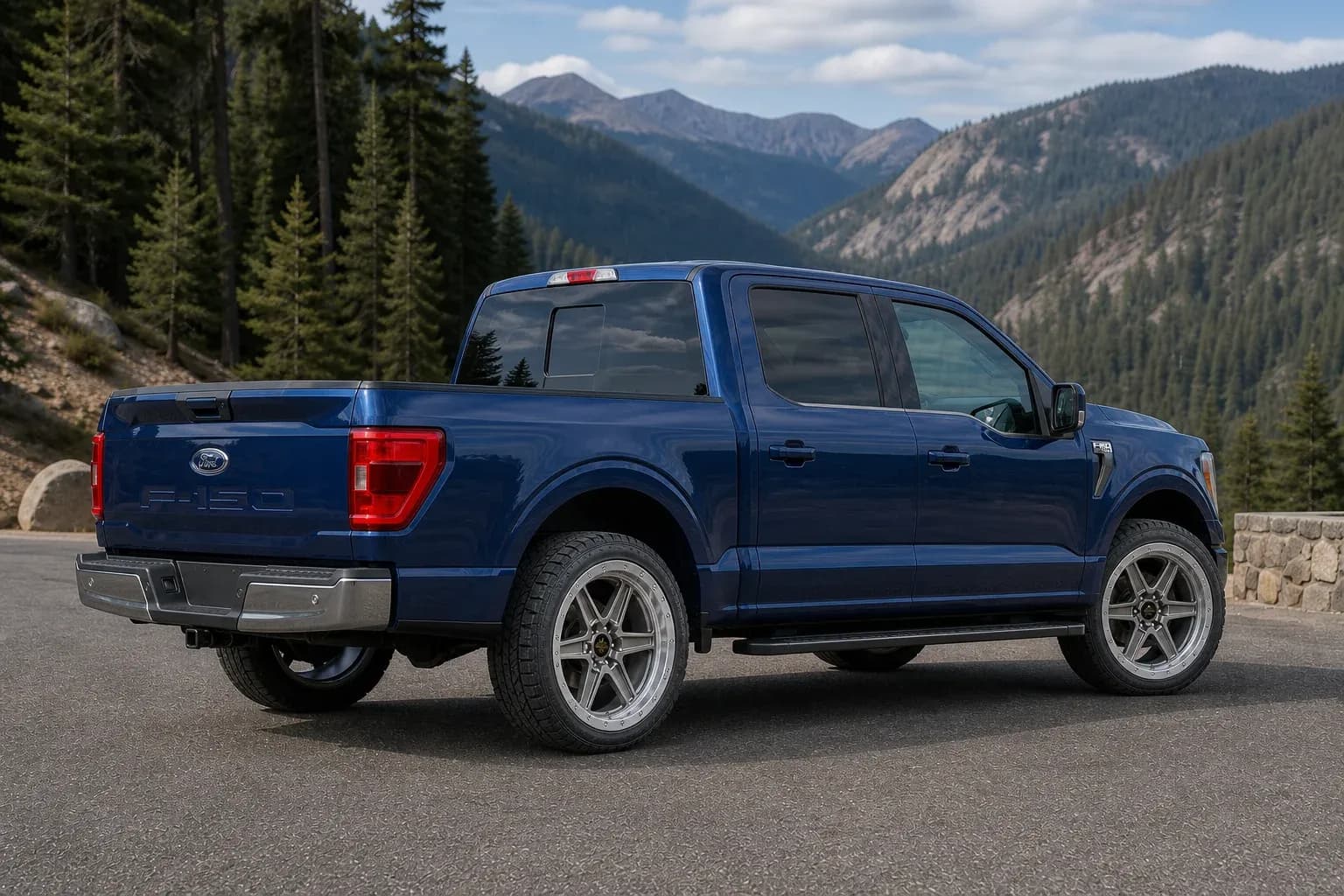 2026 Ford F-150 with EW-O-BL-003 wheel, rear right 45 view