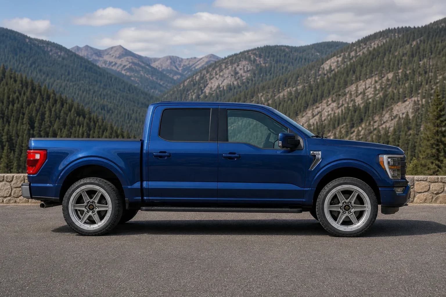 2026 Ford F-150 with EW-O-BL-003 wheel, side profile view