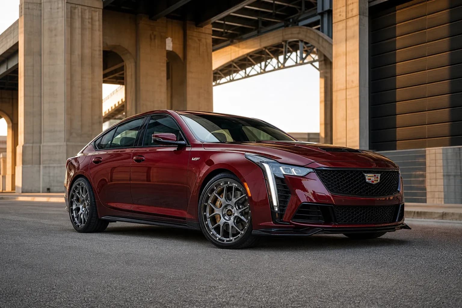 2025 Cadillac CT5-V with EW-O-BL-004 wheel, front right 45 view