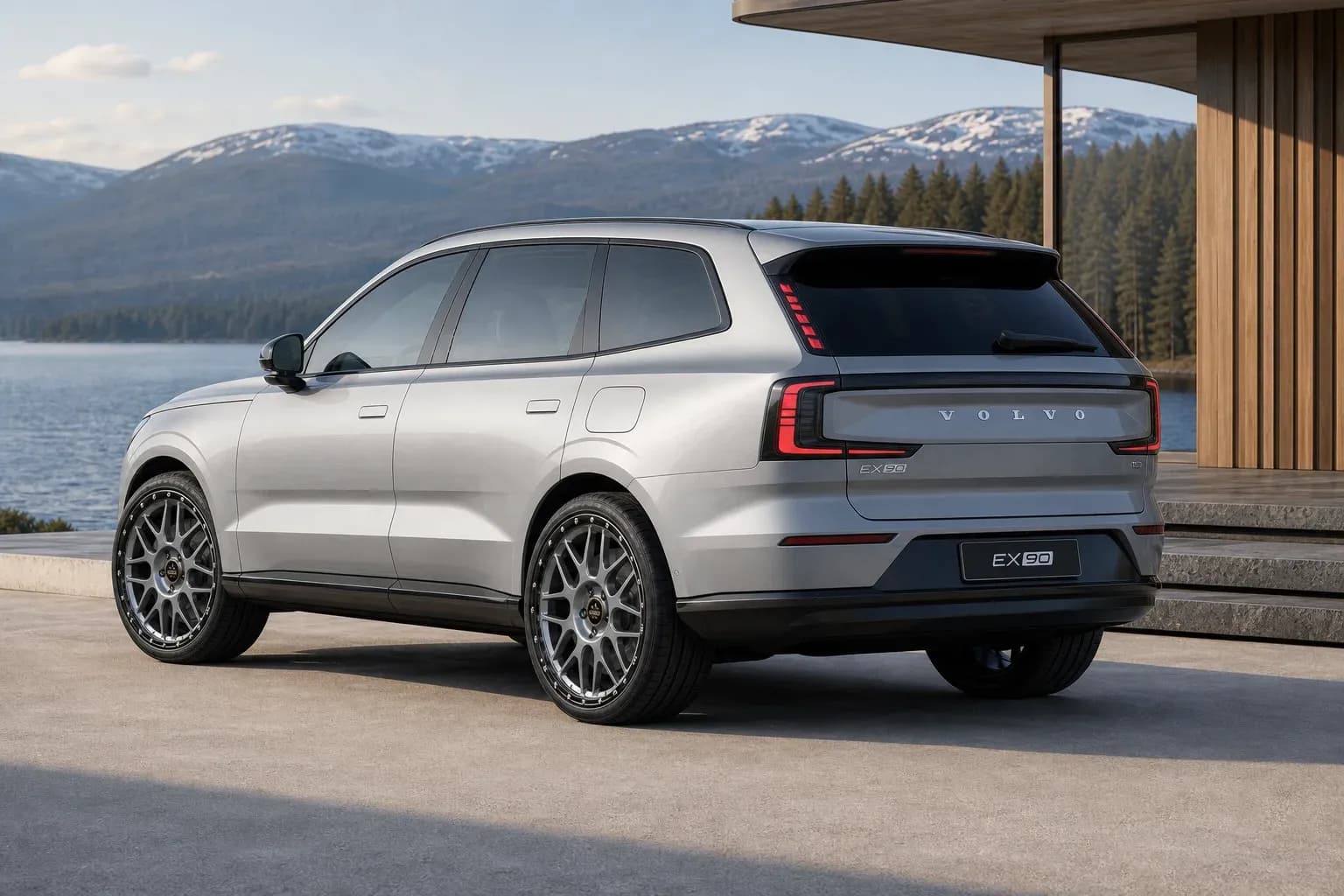2025 Volvo EX90 with EW-O-BL-004 wheel, rear right 45 view