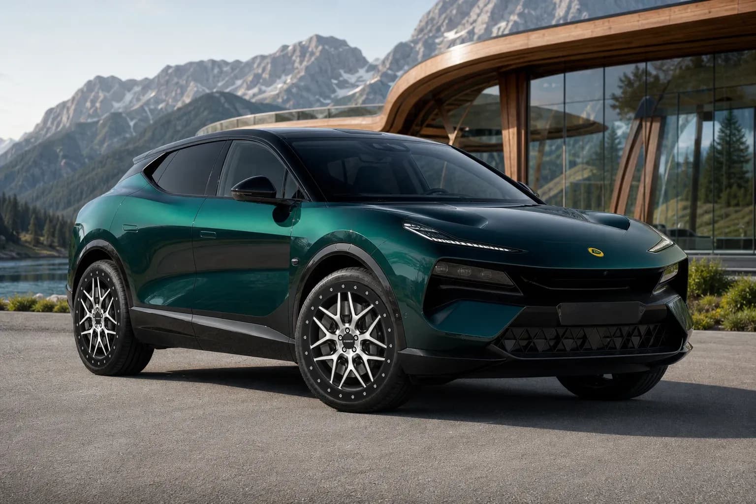 2025 Lotus Eletre with EW-O-BL-005 wheel, front right 45 view