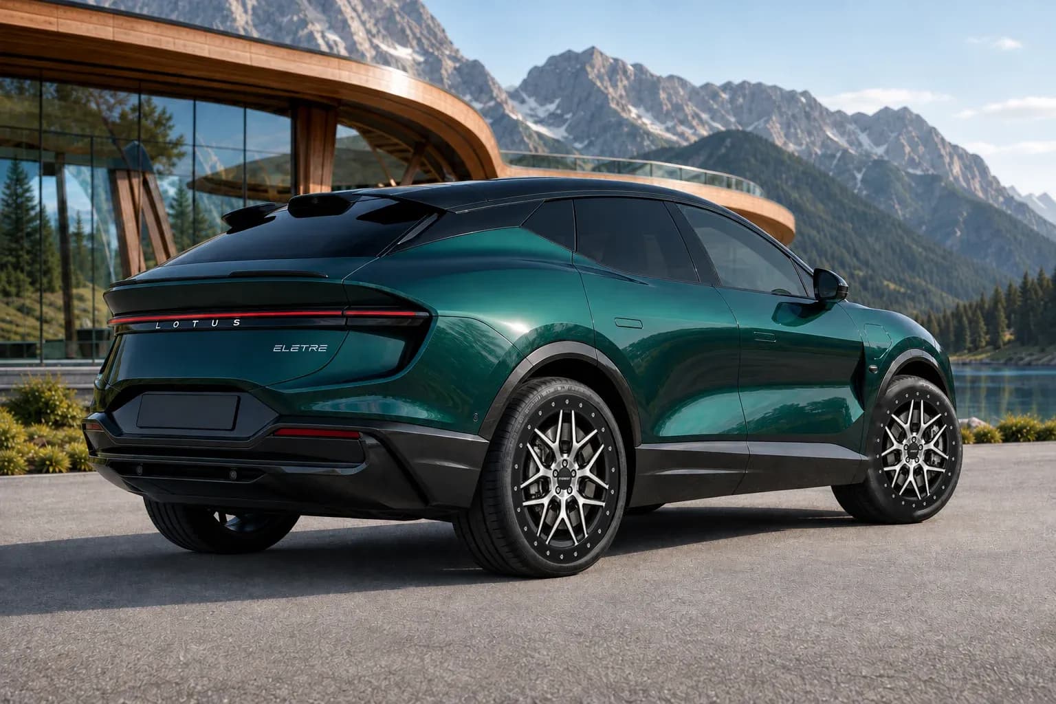 2025 Lotus Eletre with EW-O-BL-005 wheel, rear right 45 view