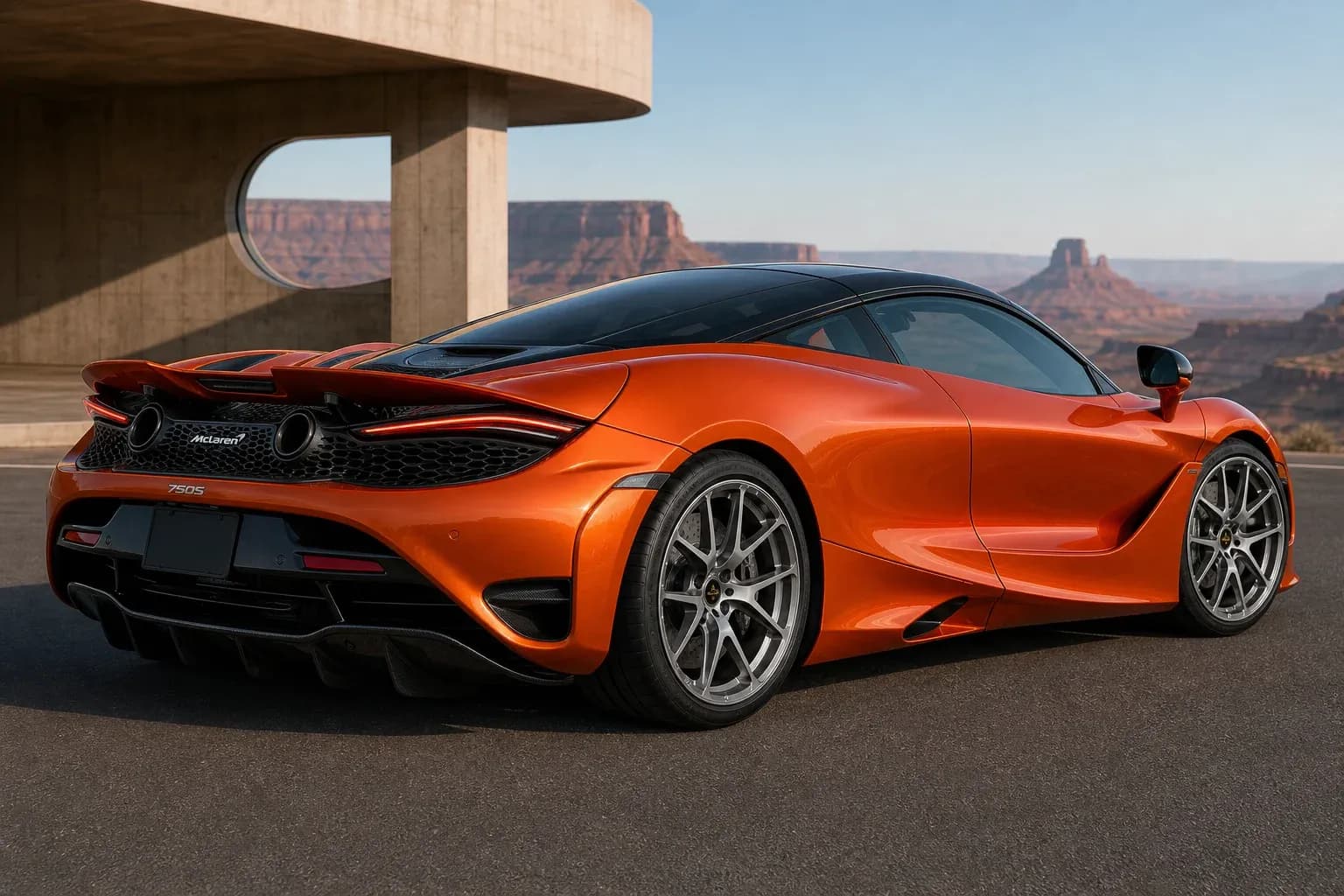 2025 McLaren 750S with EW-O-BL-005 wheel, rear right 45 view