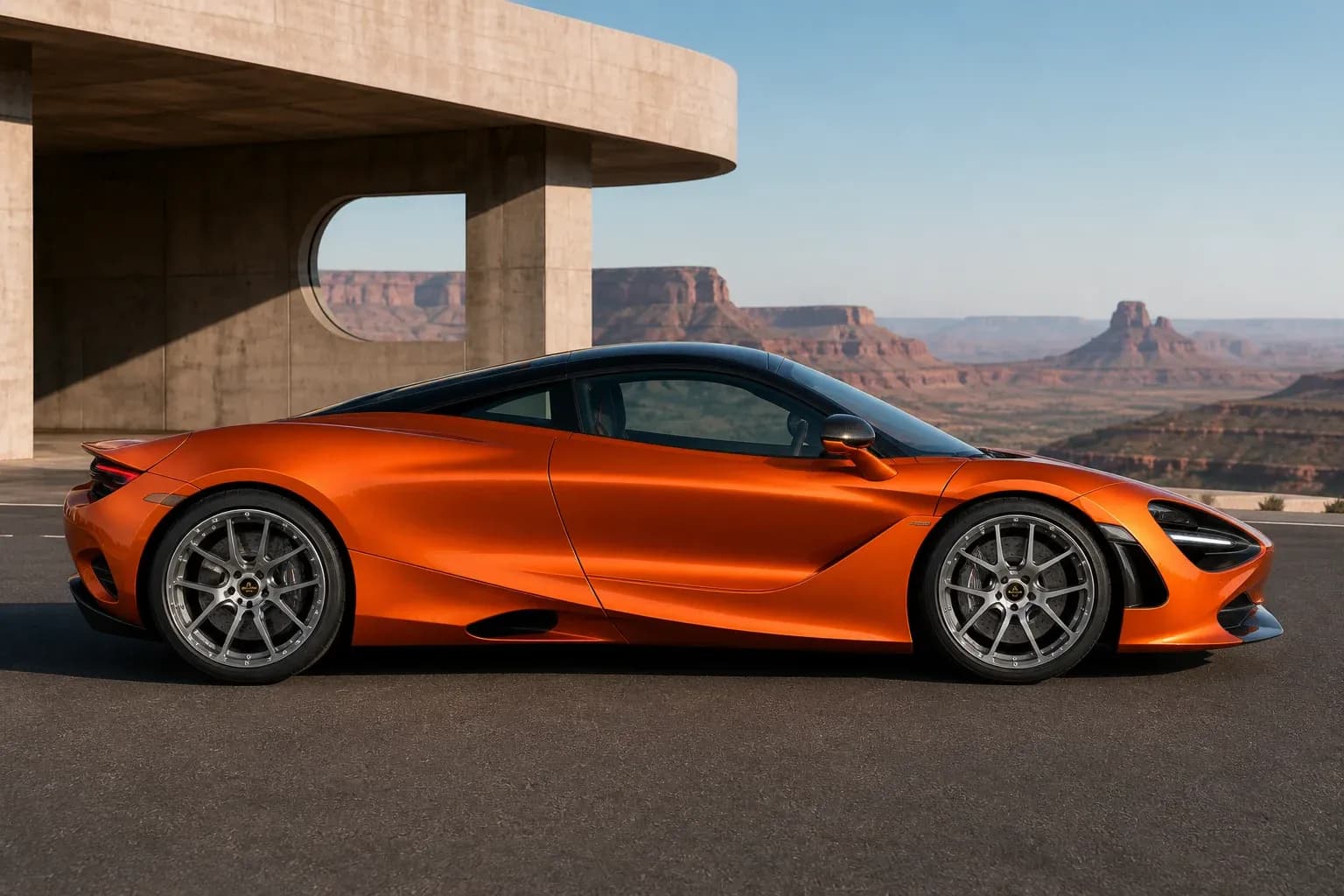 2025 McLaren 750S with EW-O-BL-005 wheel, side profile view