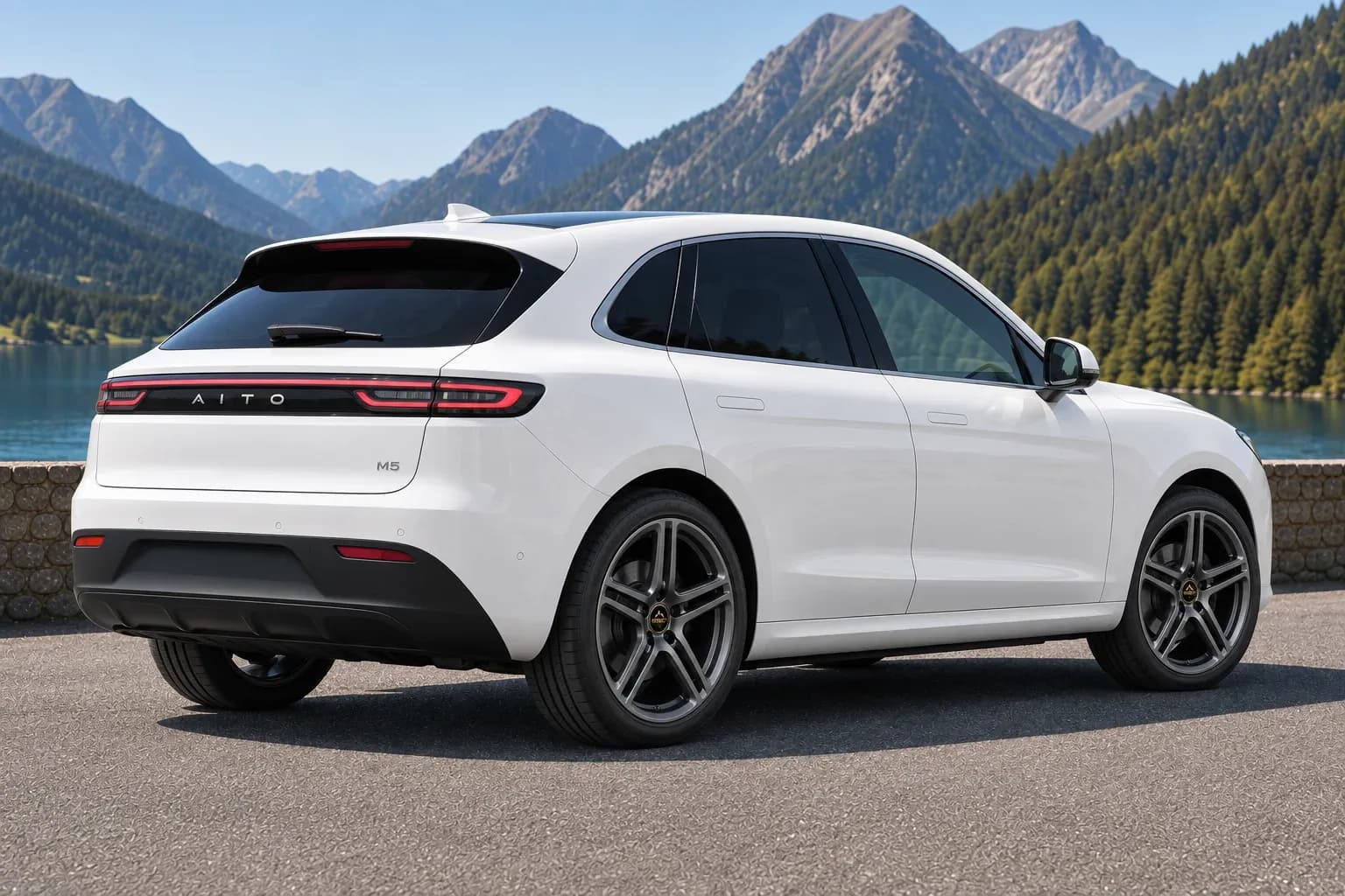 2022 Aito M5 with EW-O-BL-006 wheel, rear right 45 view