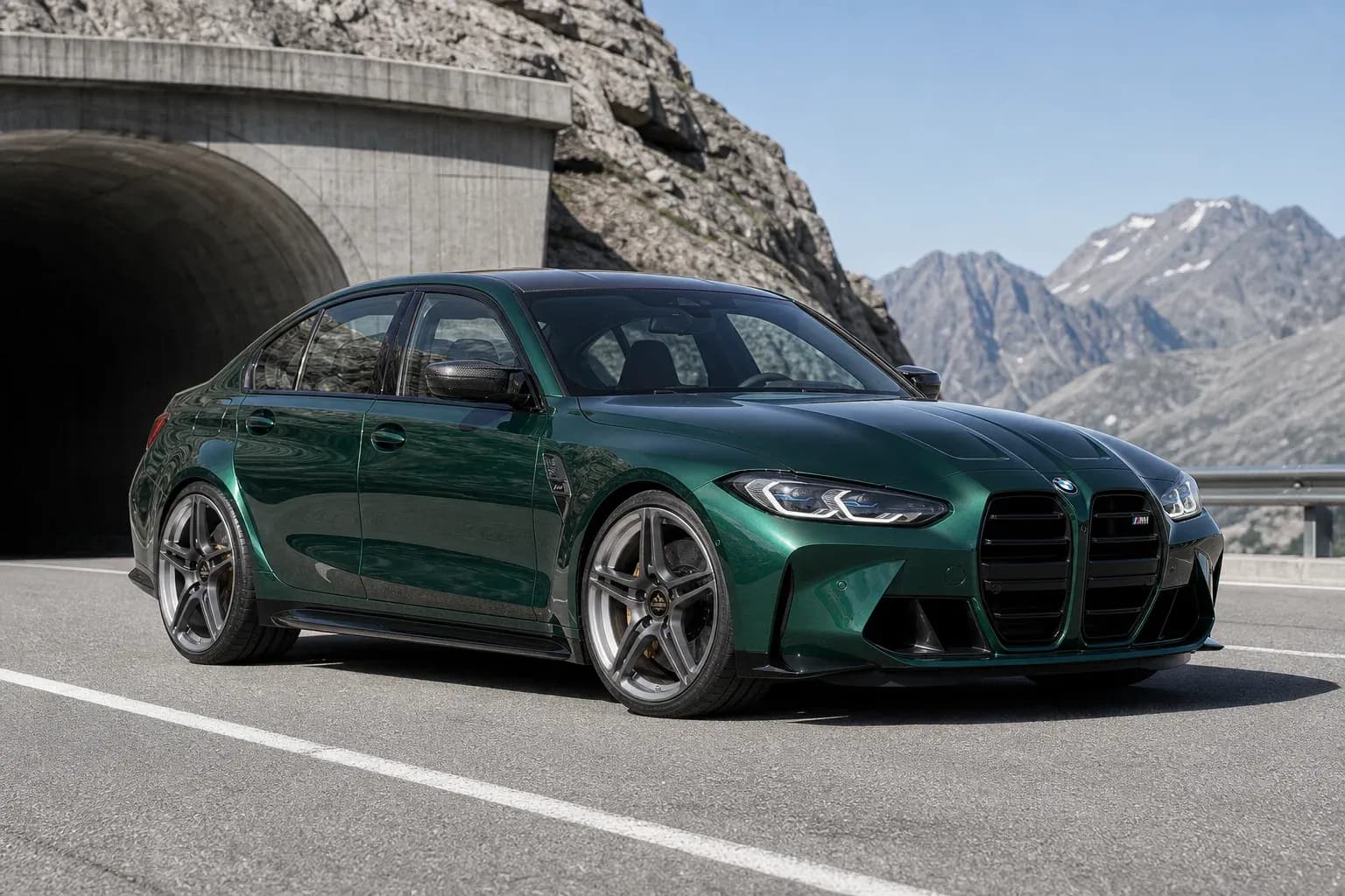 2025 BMW M3 with EW-O-BL-006 wheel, front right 45 view