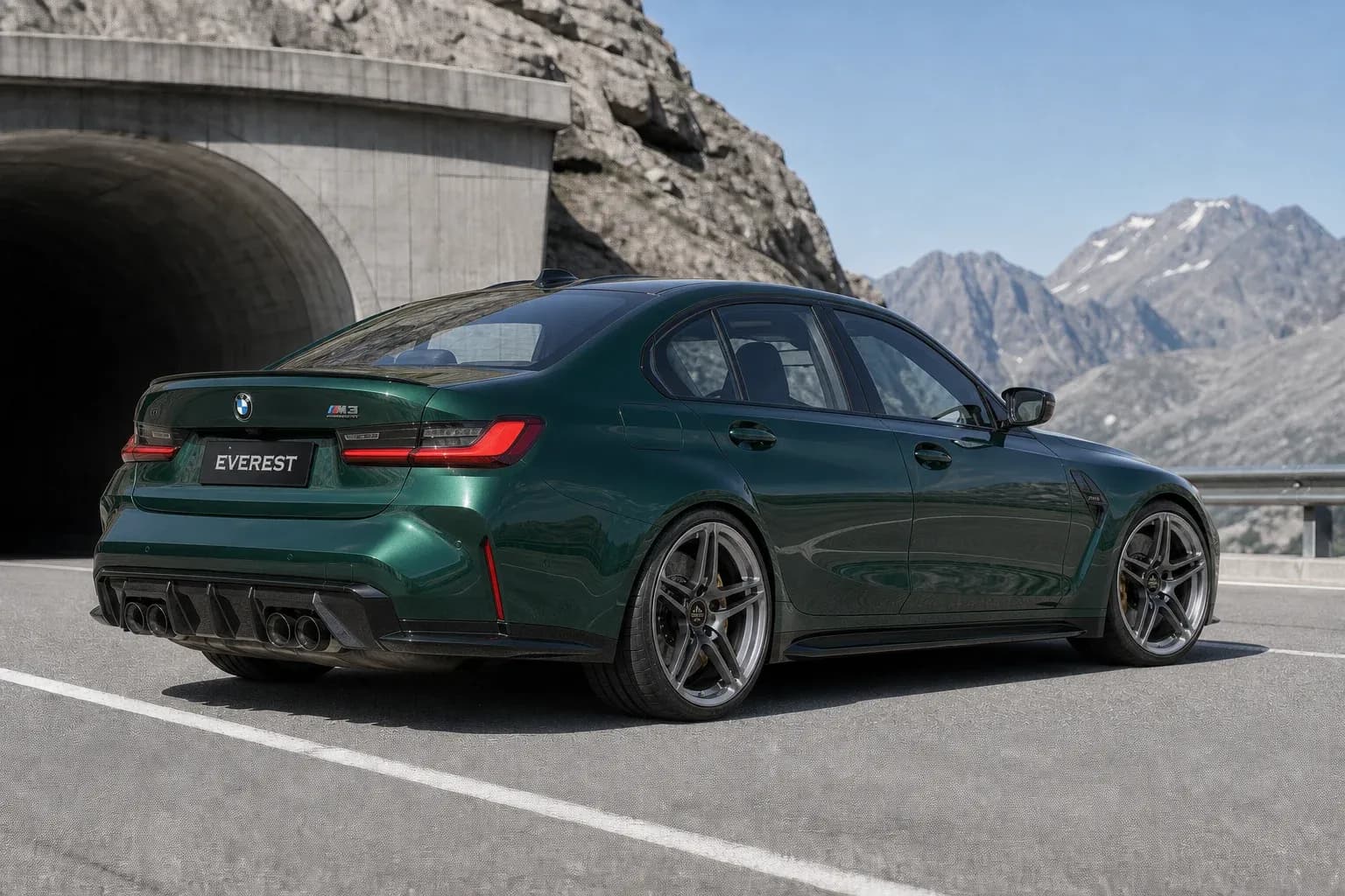 2025 BMW M3 with EW-O-BL-006 wheel, rear right 45 view