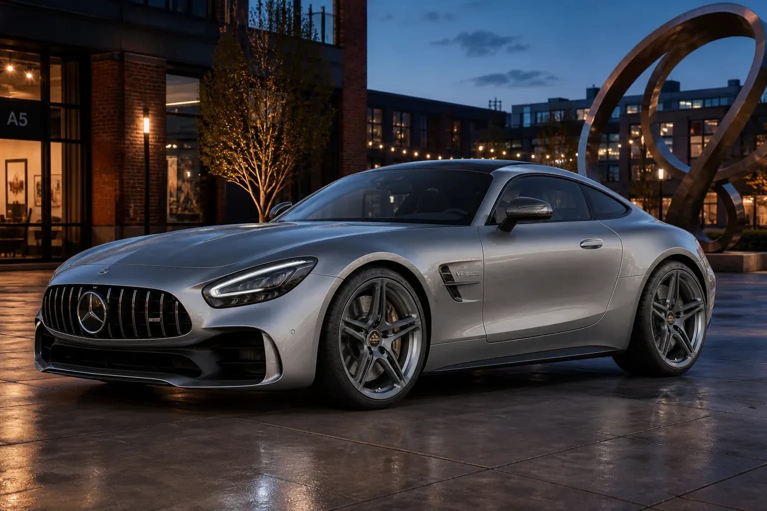 2025 Mercedes-Benz AMG GT with EW-O-BL-006 wheel, front right 45 view