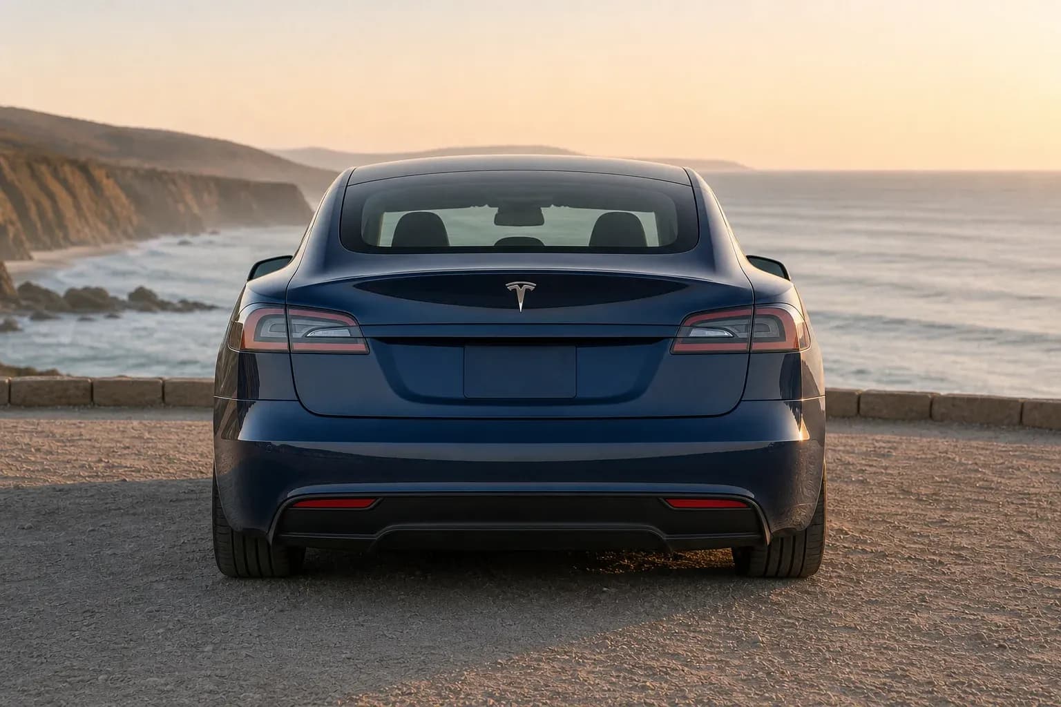 2025 Tesla Model S with EW-O-BL-006 wheel, rear 0 view