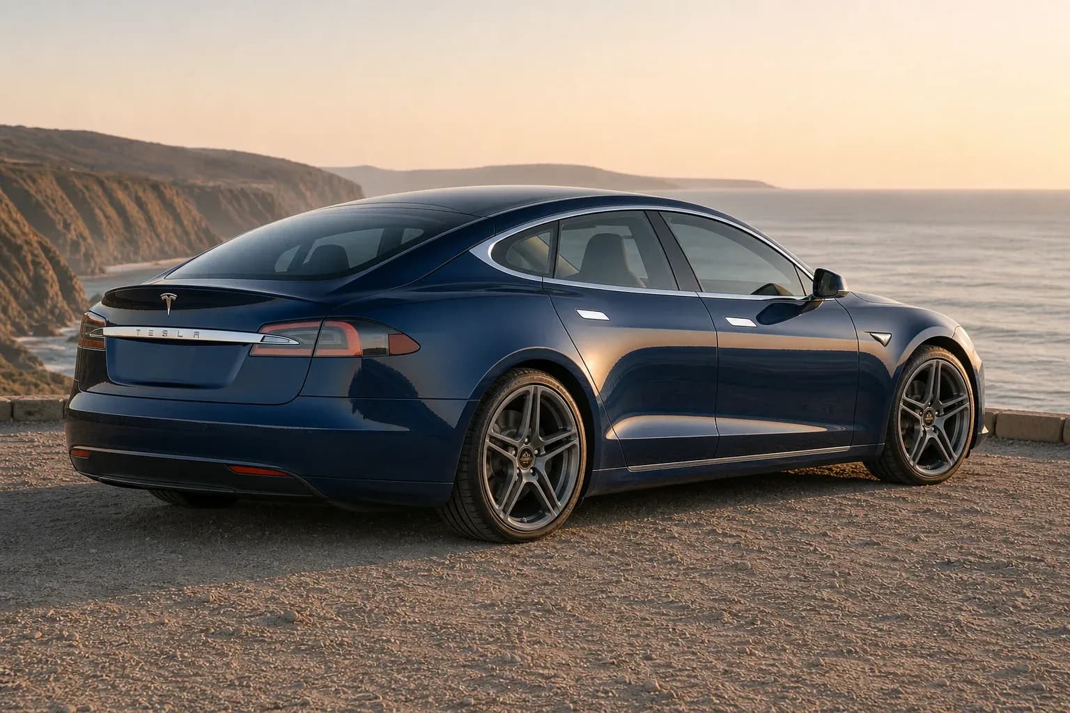 2025 Tesla Model S with EW-O-BL-006 wheel, rear right 45 view
