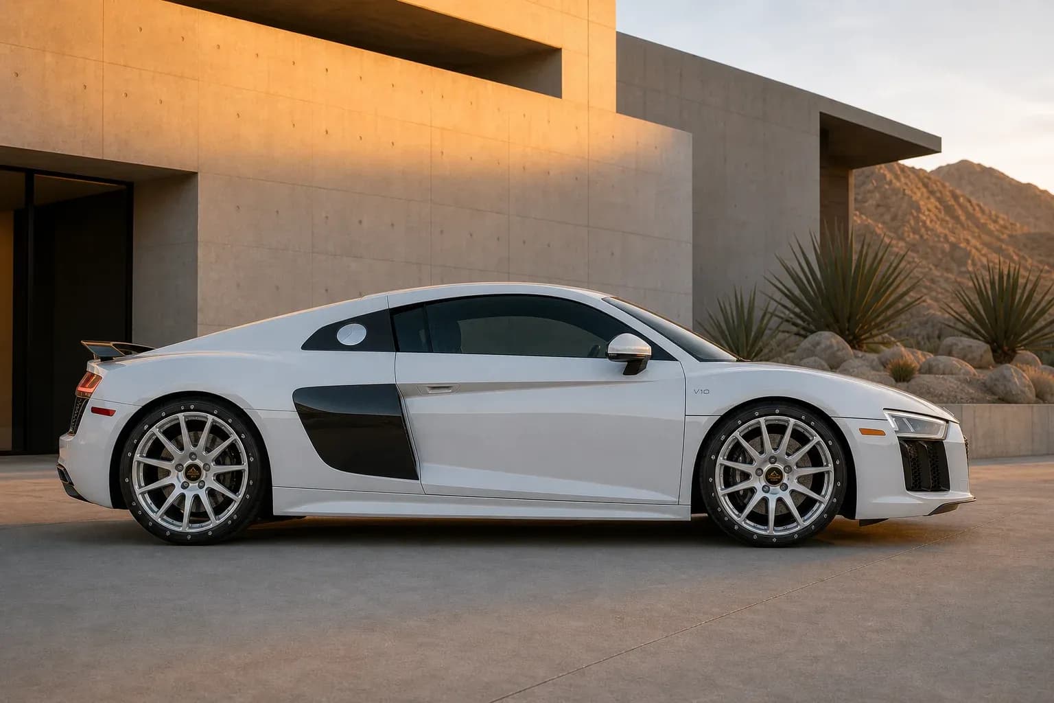 2024 Audi R8 with EW-O-BL-008 wheel, side profile view