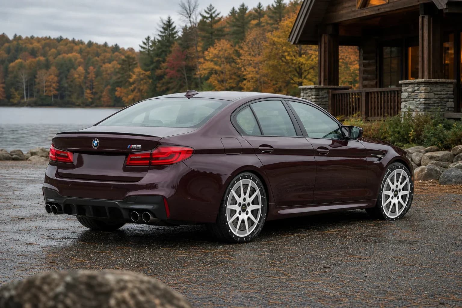 2020 BMW M5 with EW-O-BL-008 wheel, rear right 45 view