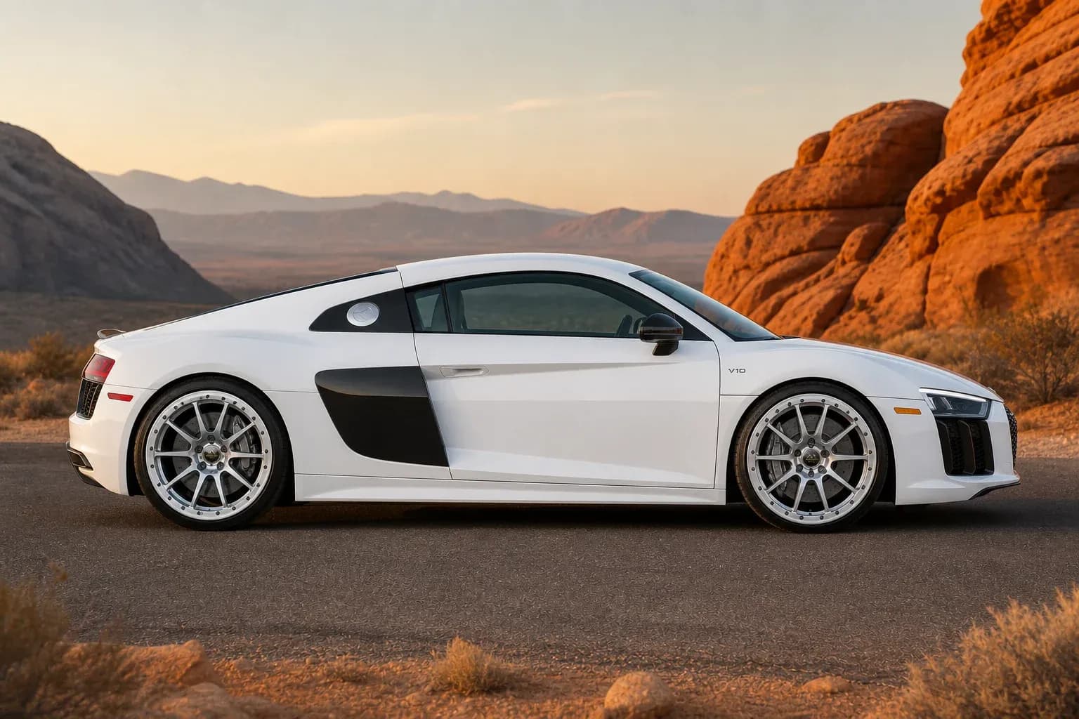 2024 Audi R8 with EW-O-BL-009 wheel, side profile view