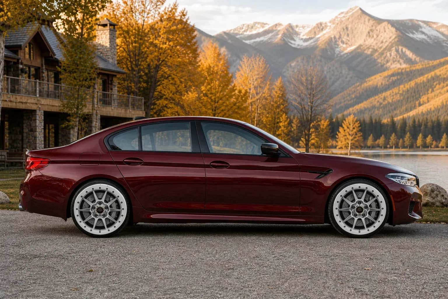 2020 BMW M5 with EW-O-BL-009 wheel, side profile view
