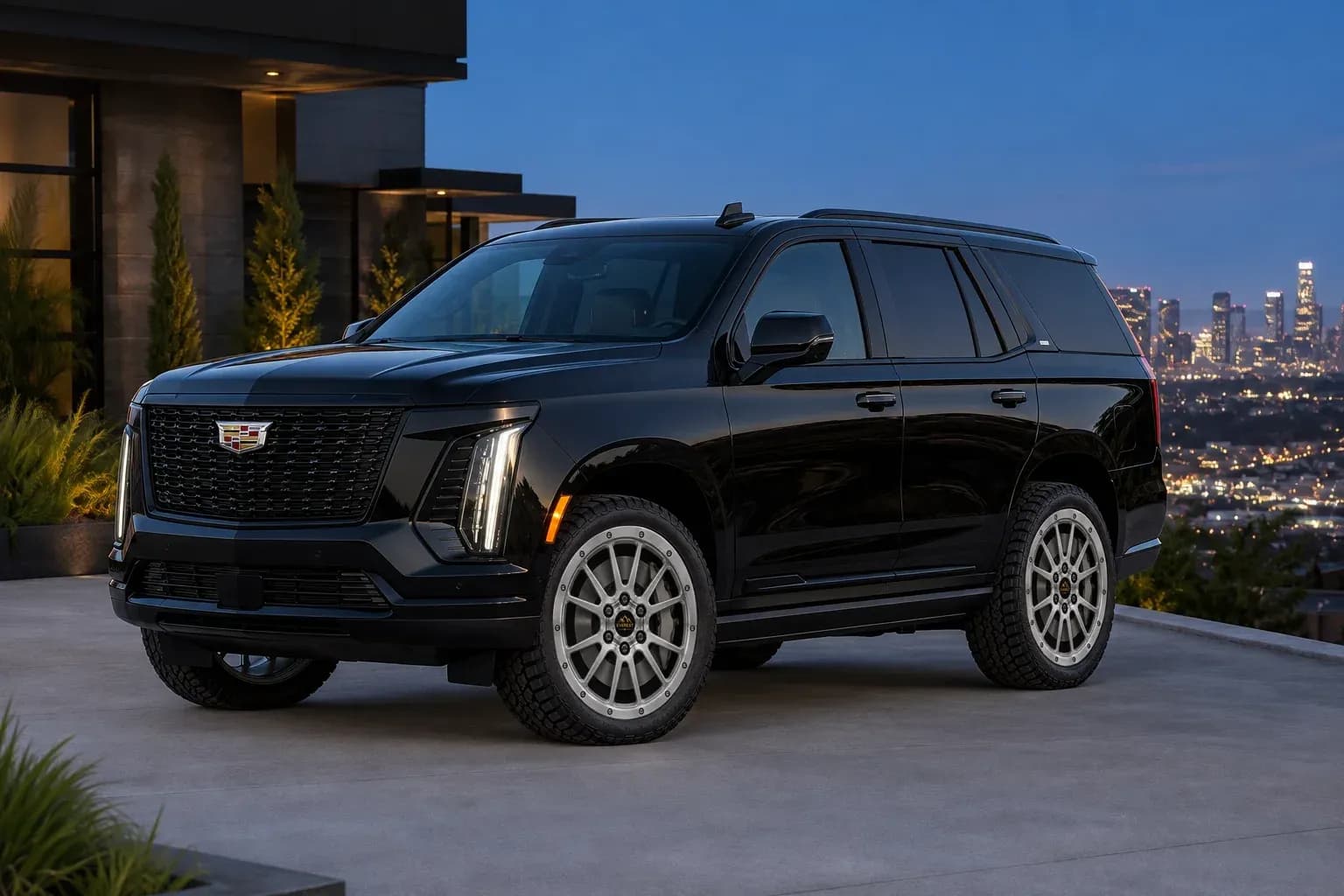 2025 Cadillac Escalade with EW-O-BL-010 wheel, front right 45 view
