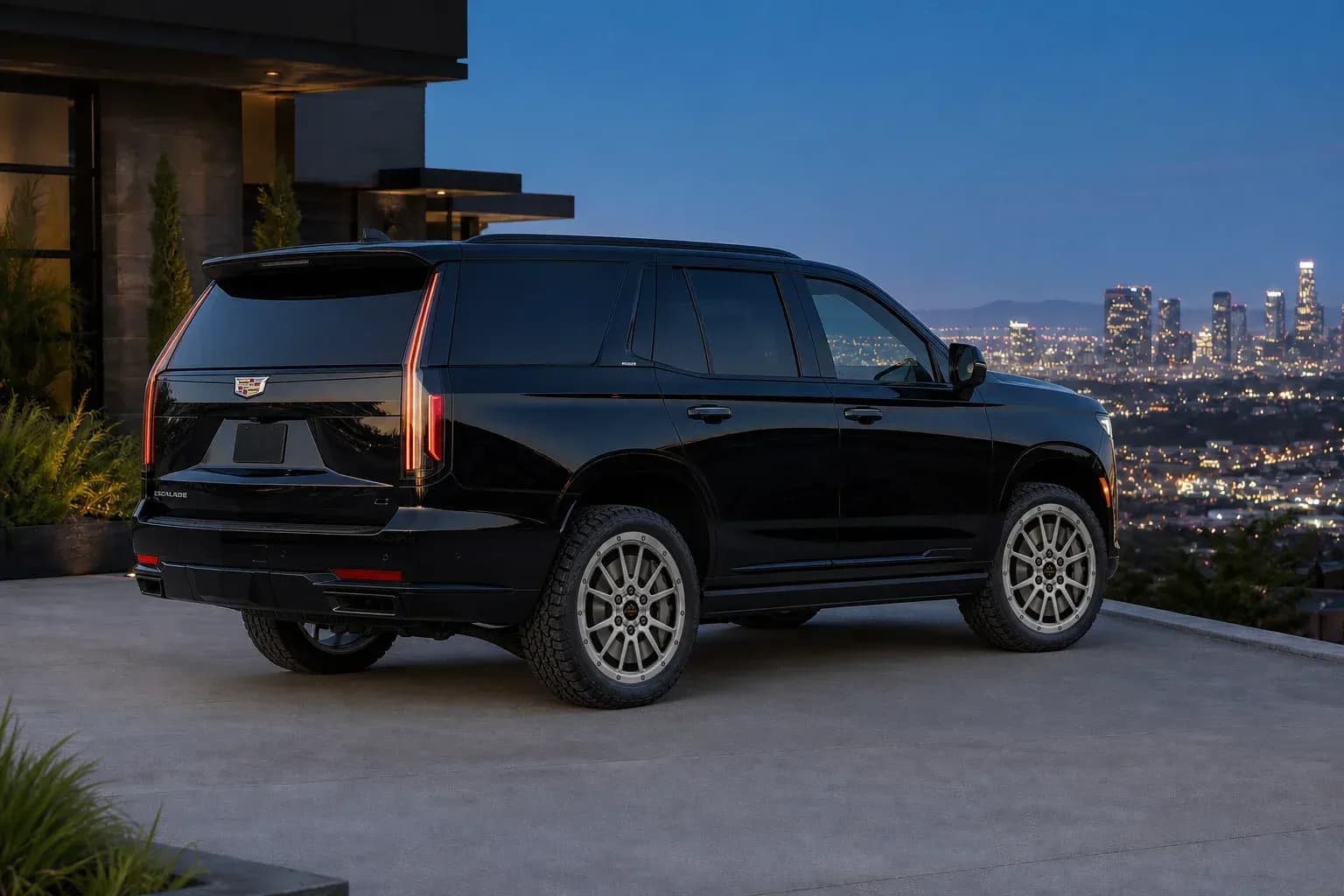 2025 Cadillac Escalade with EW-O-BL-010 wheel, rear right 45 view