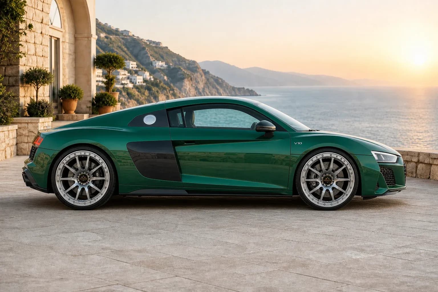 2024 Audi R8 with EW-O-BL-013 wheel, side profile view