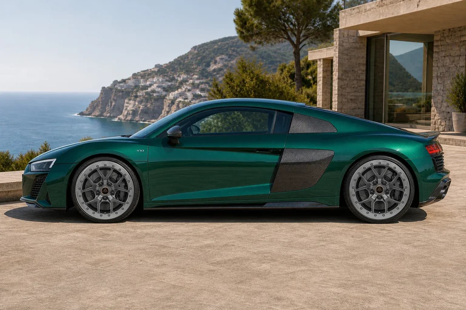 2024 Audi R8 with EW-O-BL-014 wheel, side profile view