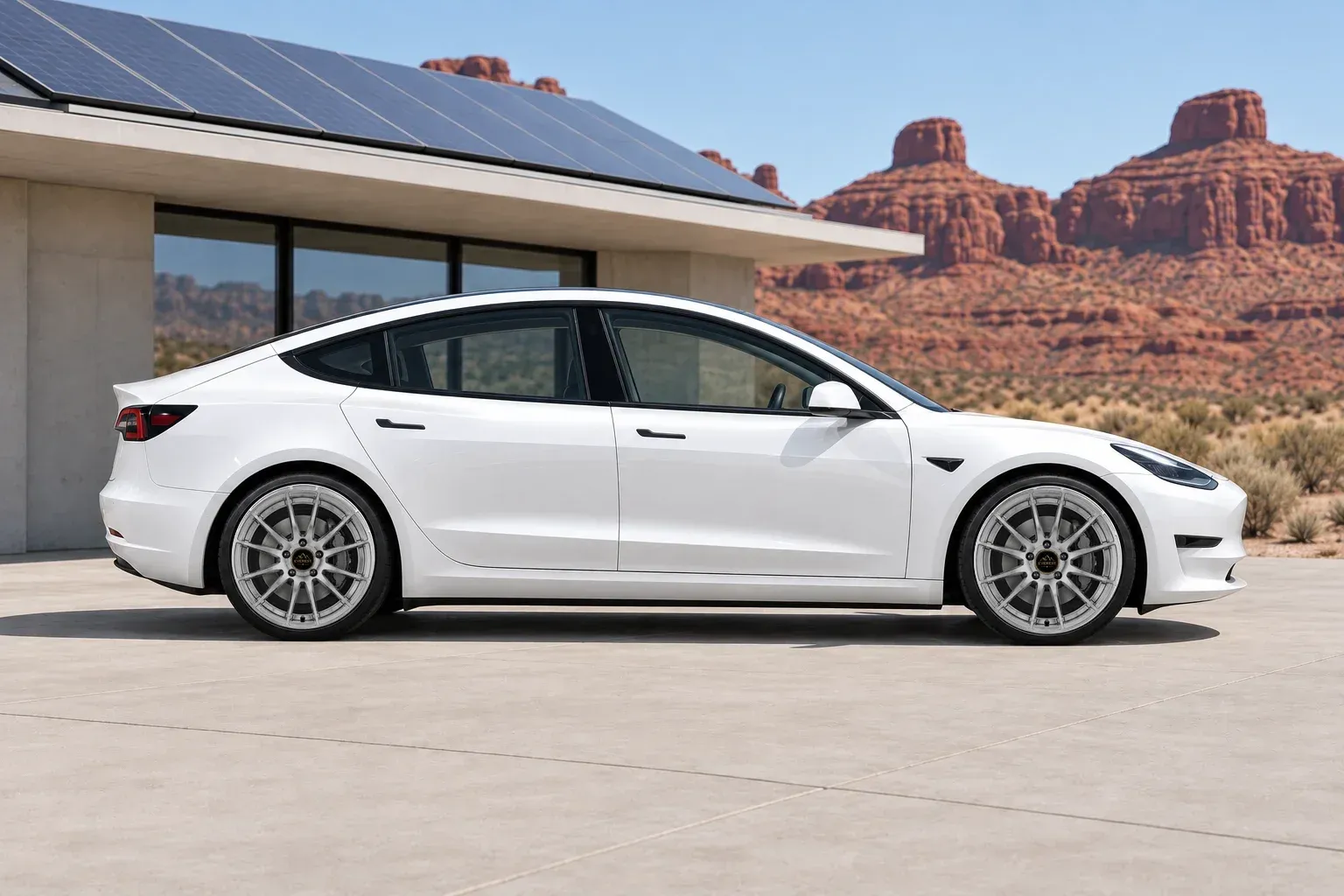 2023 Tesla Model 3 with EW-P-CS-001 wheel, side profile view