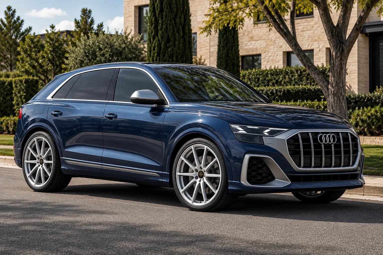 2019 Audi Q8 with EW-P-FF-004 wheel, front right 45 view