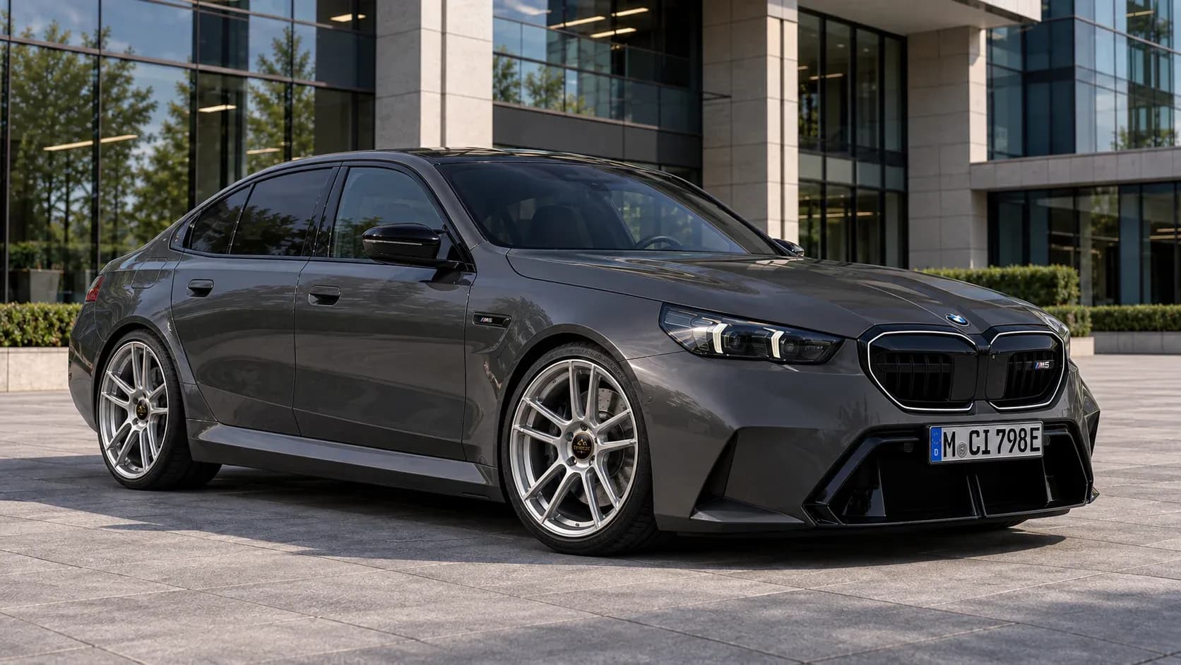 2025 BMW M5 with EW-P-FF-005 wheel, front right 45 view