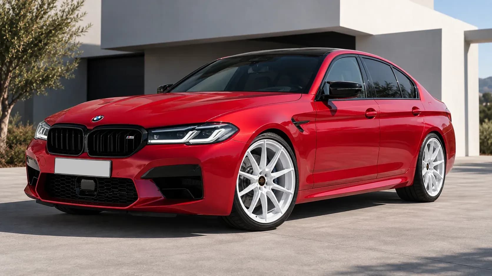 2021 BMW M5 with EW-P-FF-008 wheel, front right 45 view