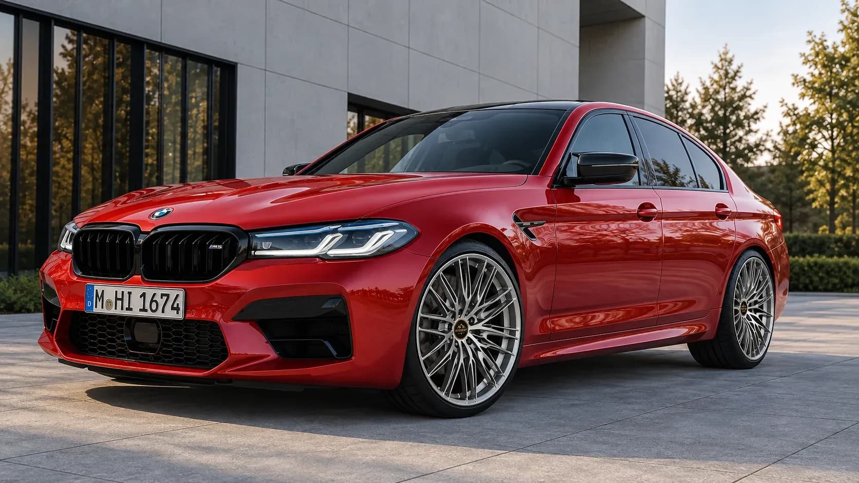 2021 BMW M5 with EW-P-FF-009 wheel, front right 45 view