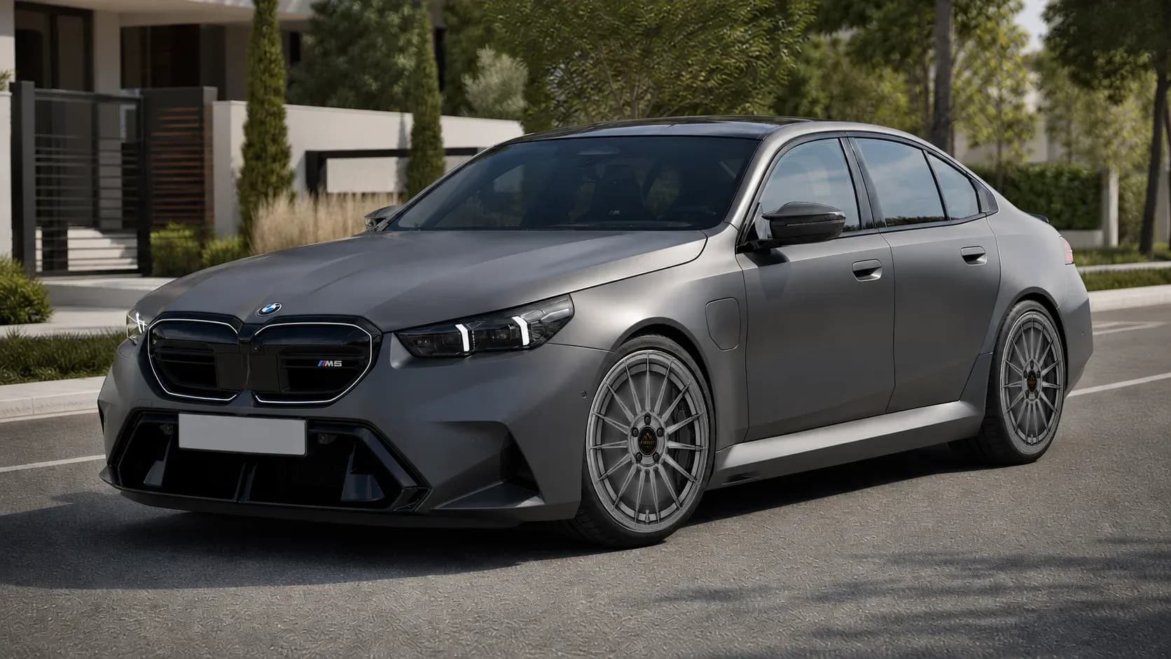 2025 BMW M5 with EW-P-FF-012 wheel, front right 45 view