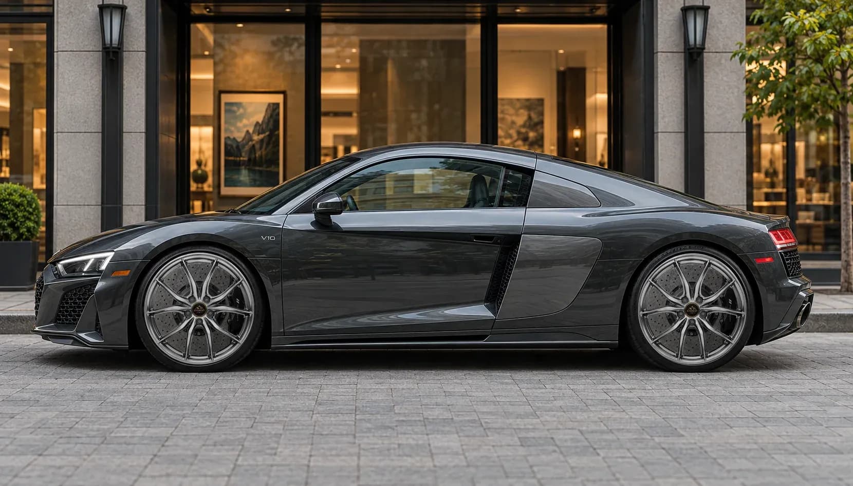 2024 Audi R8 with EW-P-FF-014 wheel, side profile view