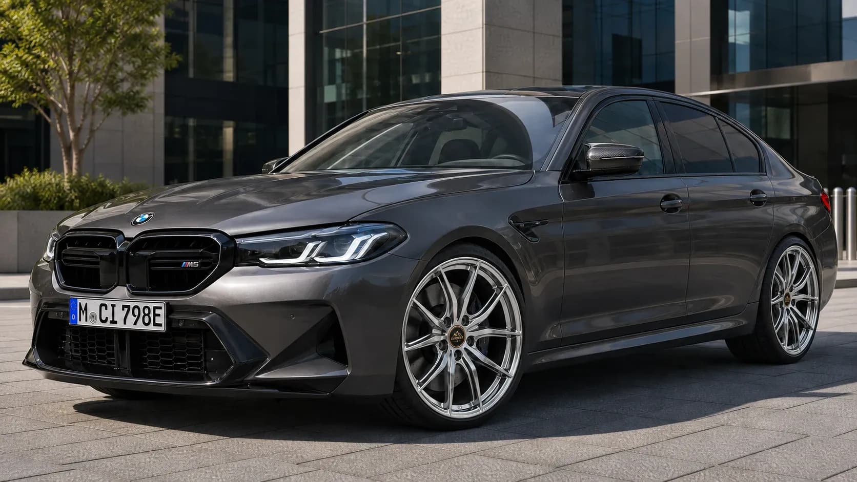 2021 BMW M5 with EW-P-FF-014 wheel, front right 45 view
