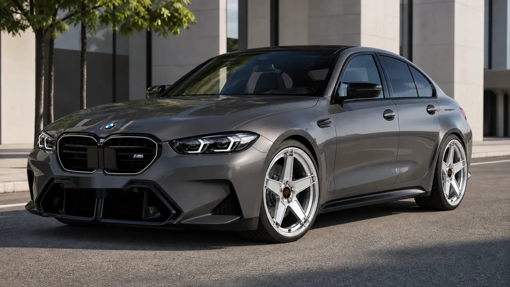 2018 BMW M5 with EW-P-MF-001 wheel, front right 45 view
