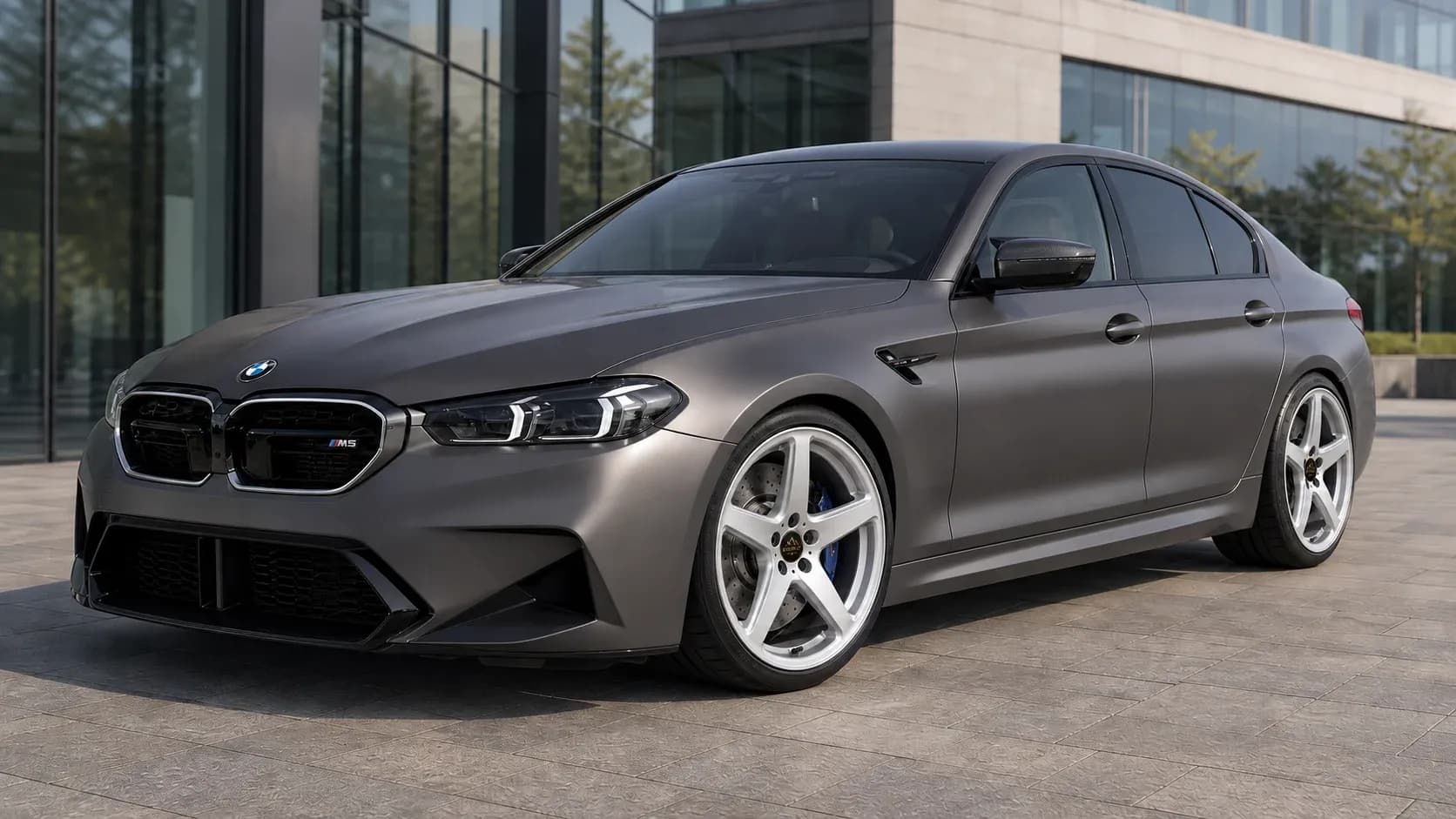 2021 BMW M5 with EW-P-MF-002 wheel, front right 45 view
