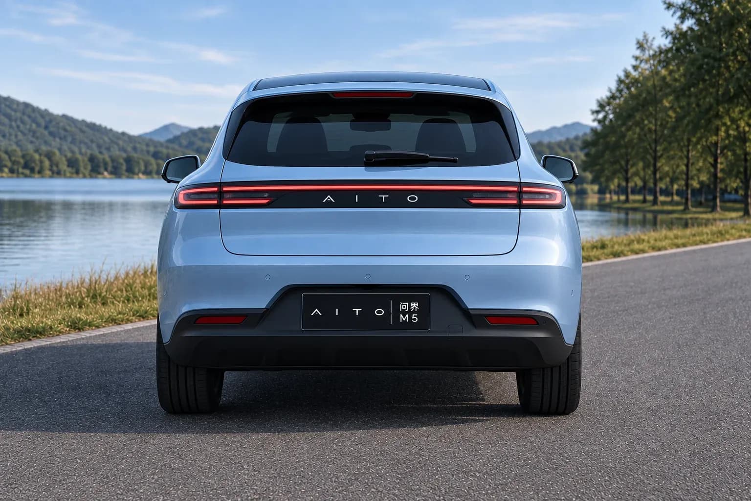 2022 Aito M5 with EW-P-MF-004 wheel, rear 0 view