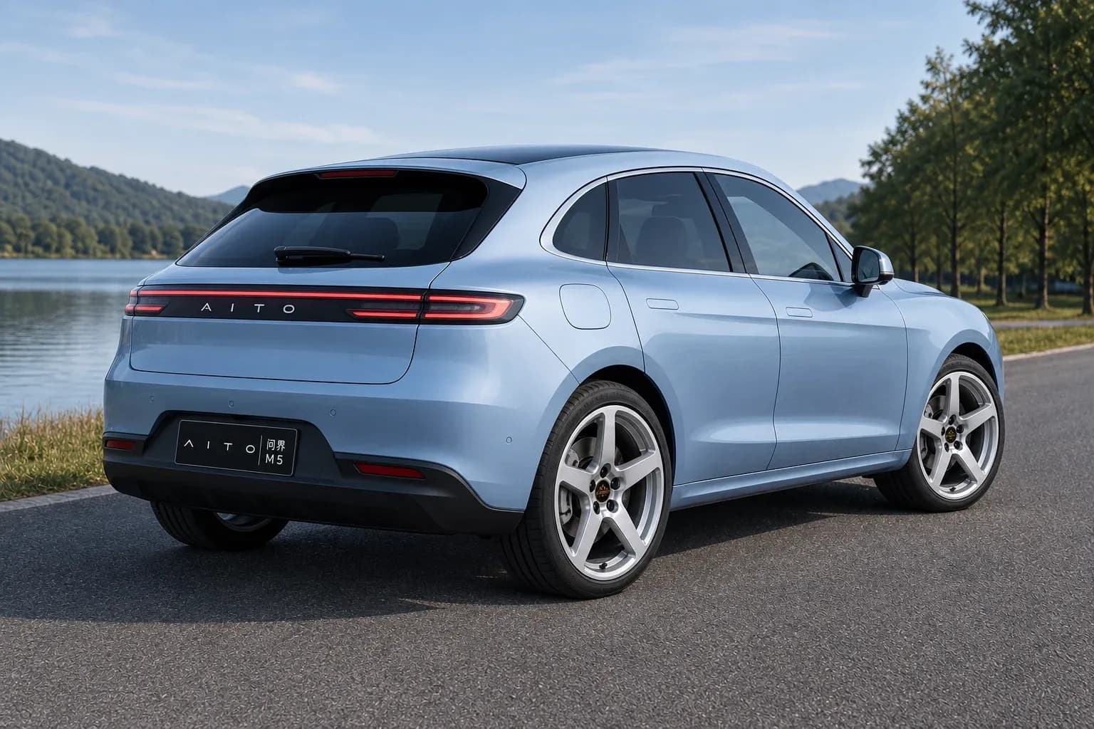 2022 Aito M5 with EW-P-MF-004 wheel, rear right 45 view