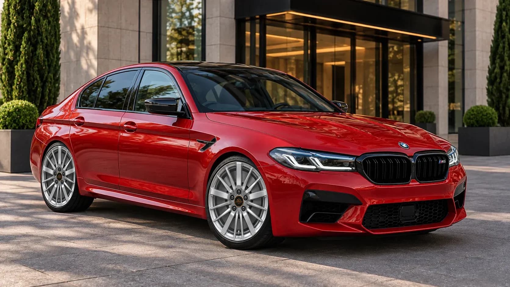 2021 BMW M5 with EW-P-MF-014 wheel, front right 45 view