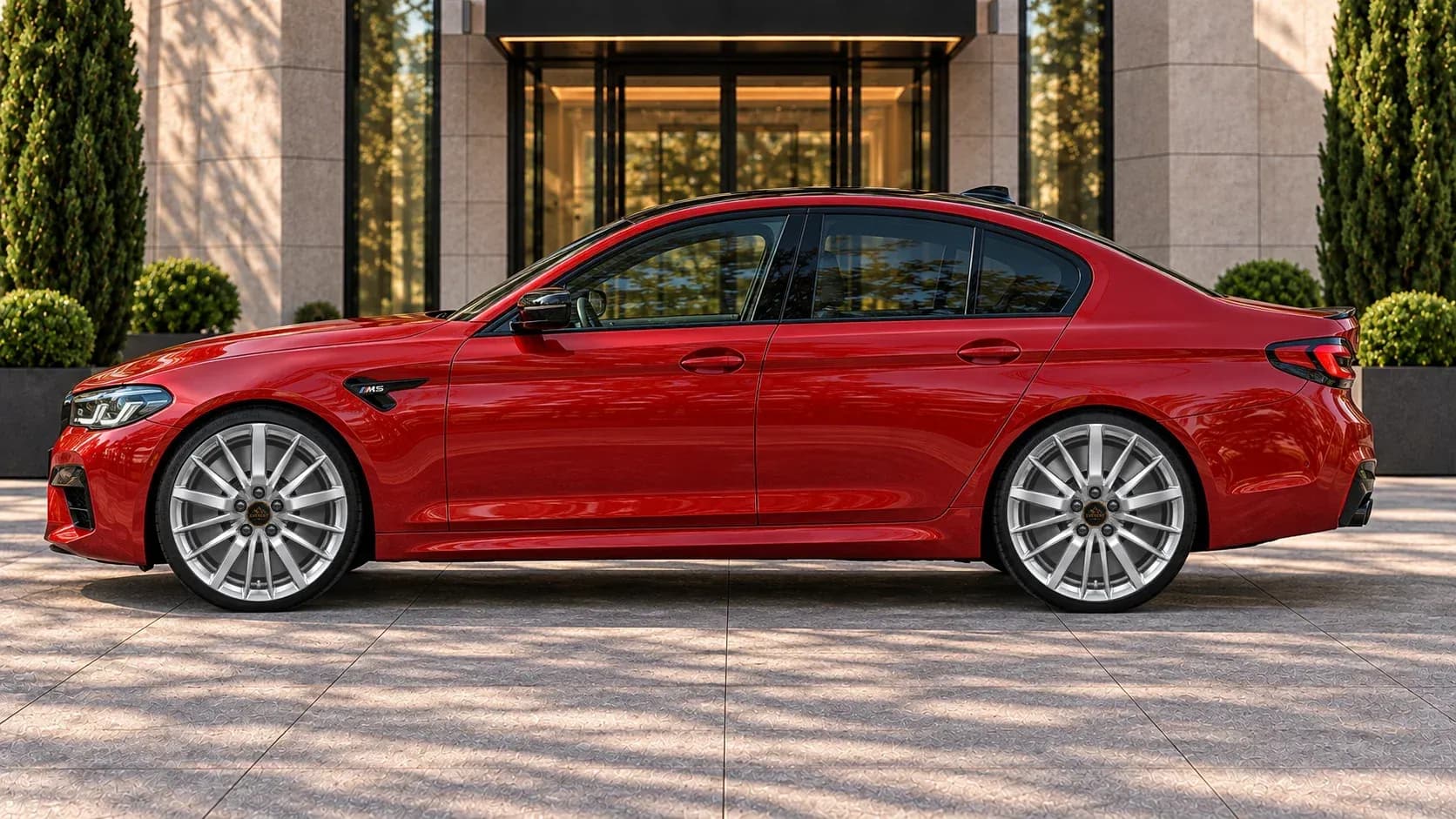 2021 BMW M5 with EW-P-MF-014 wheel, side profile view