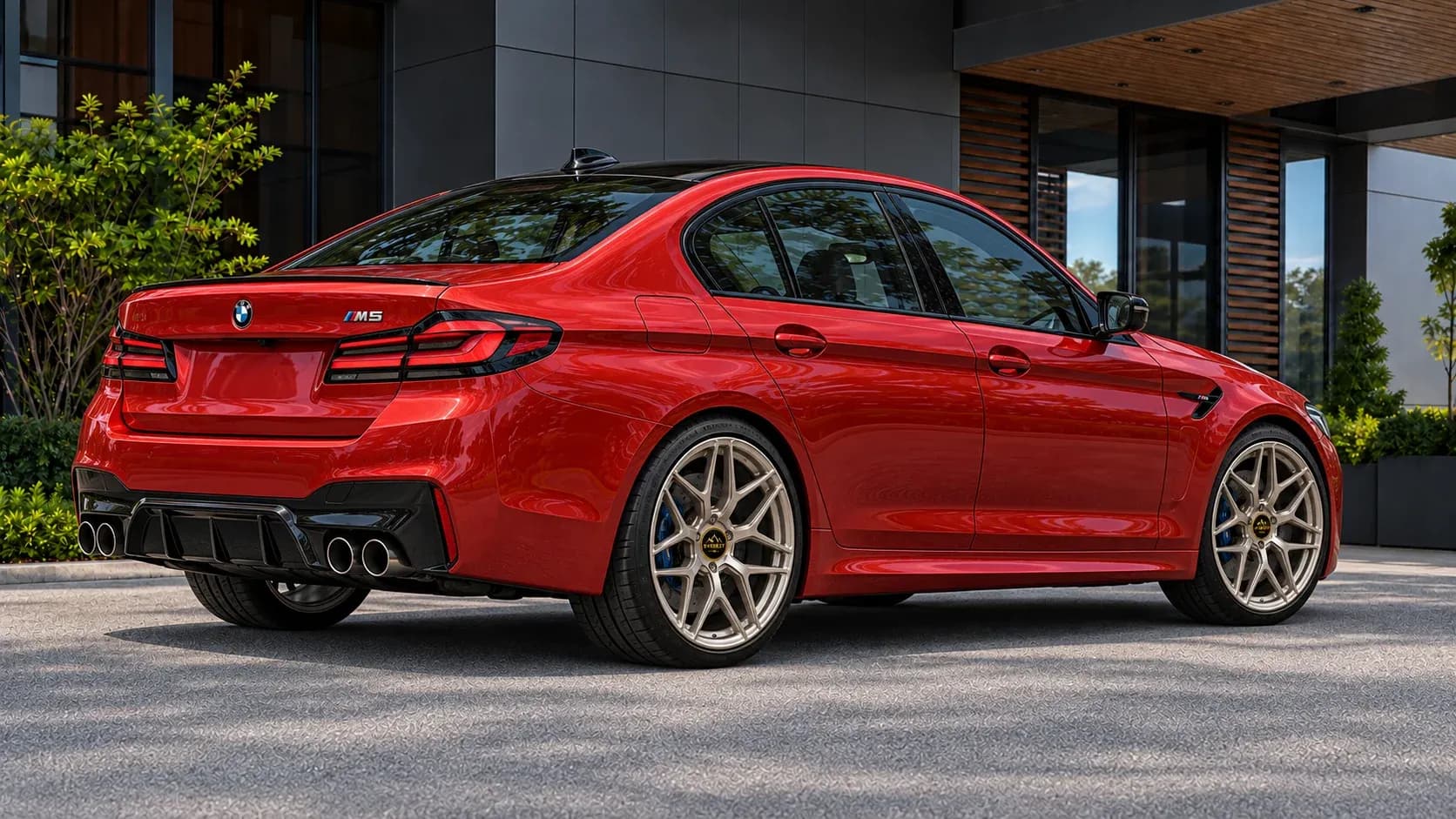 2021 BMW M5 with EW-P-MF-015 wheel, rear right 45 view