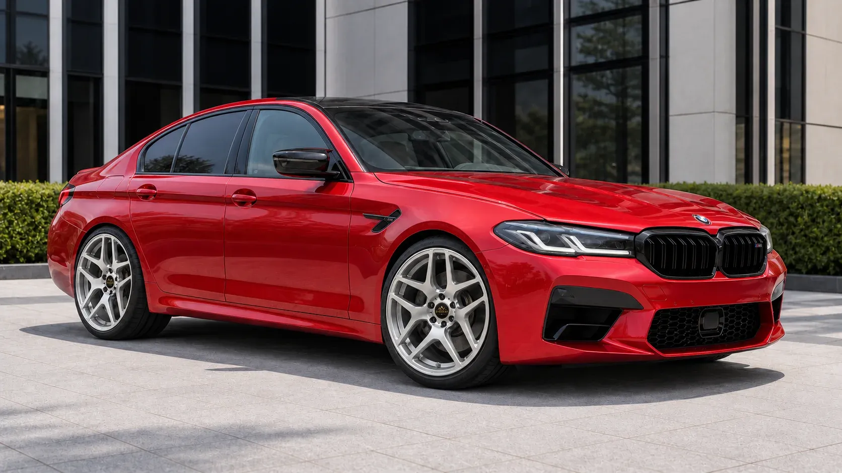 2021 BMW M5 with EW-P-MF-016 wheel, front right 45 view