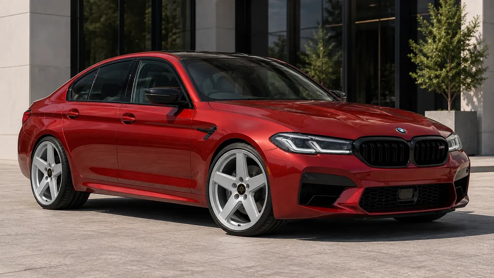 2021 BMW M5 with EW-P-MF-018 wheel, front right 45 view