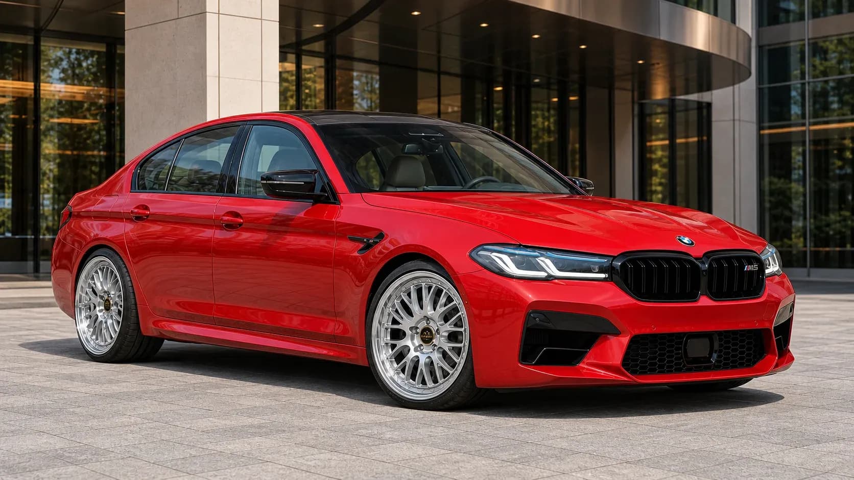 2021 BMW M5 with EW-P-MF-023 wheel, front right 45 view