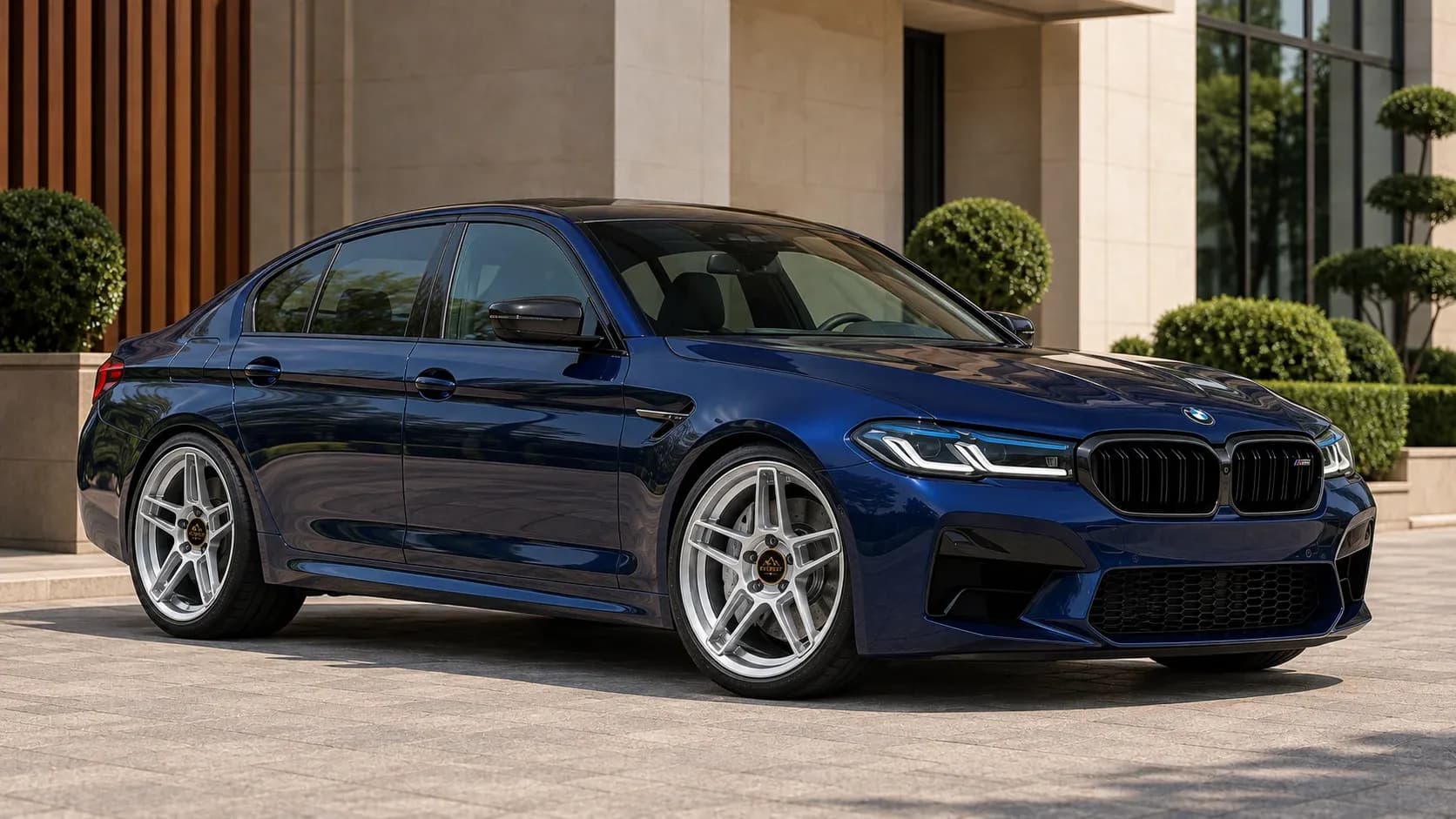 2021 BMW M5 with EW-P-MF-024 wheel, front right 45 view